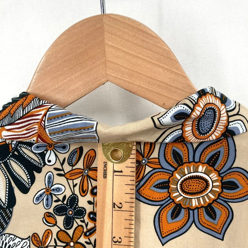 Denim & Flower Ricky Singh Floral Print Button Down Shirt Medium Men's Viscose